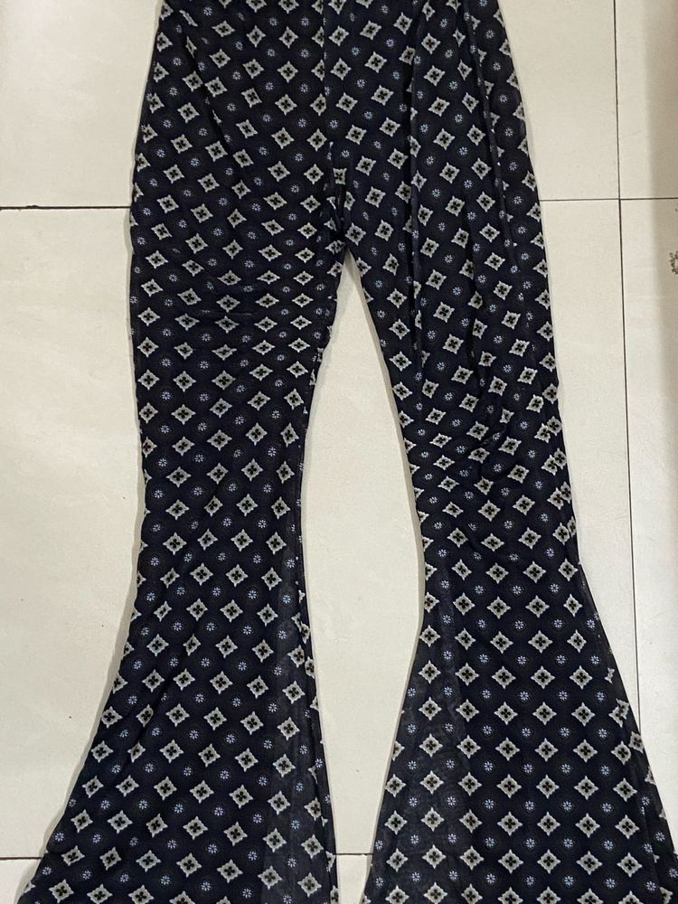 Patterned Flare Leg Pants