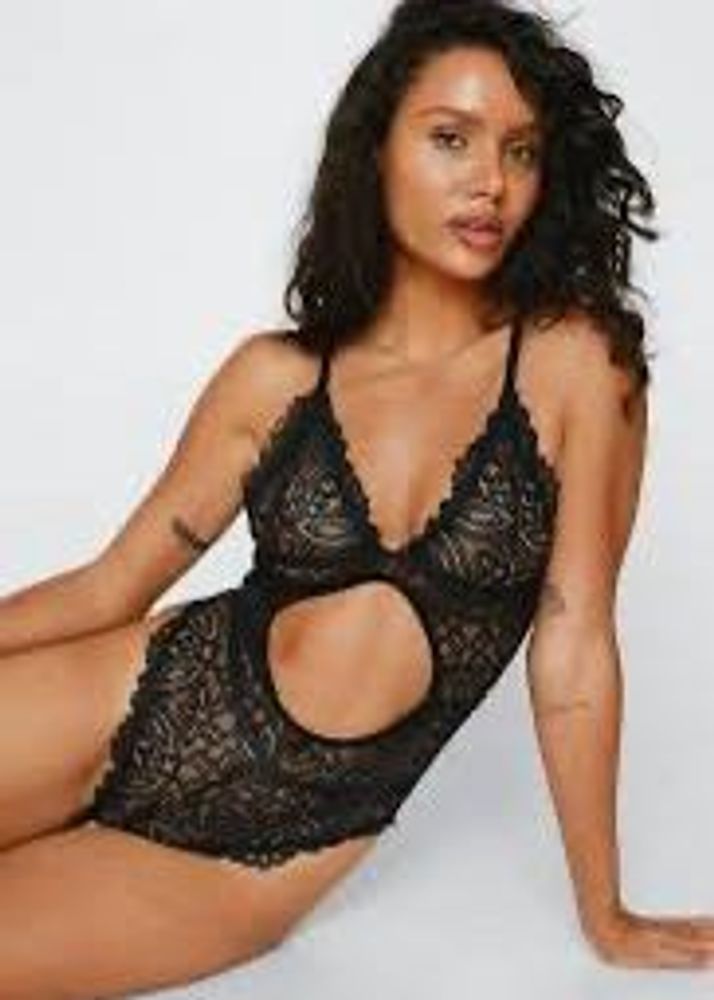 Black Lace Cutout Bodysuit
