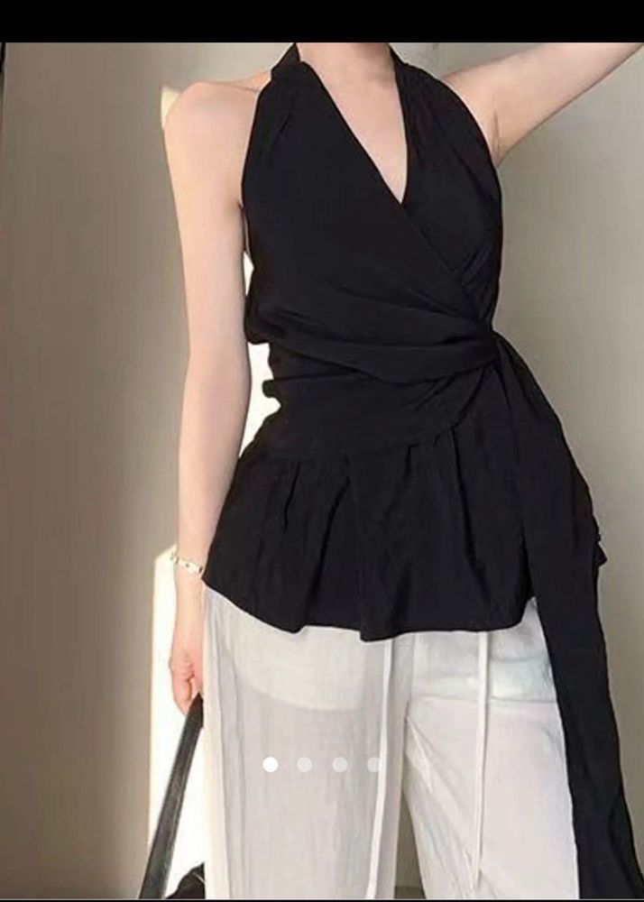 Black Wrap Halter Top