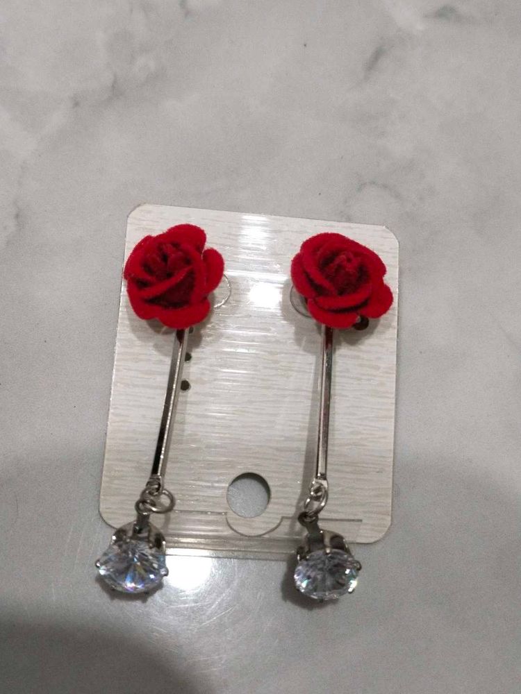 Red Rose Drop Earrings