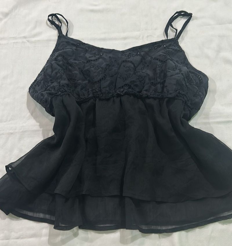 Elegant Black Lace Camisole Top