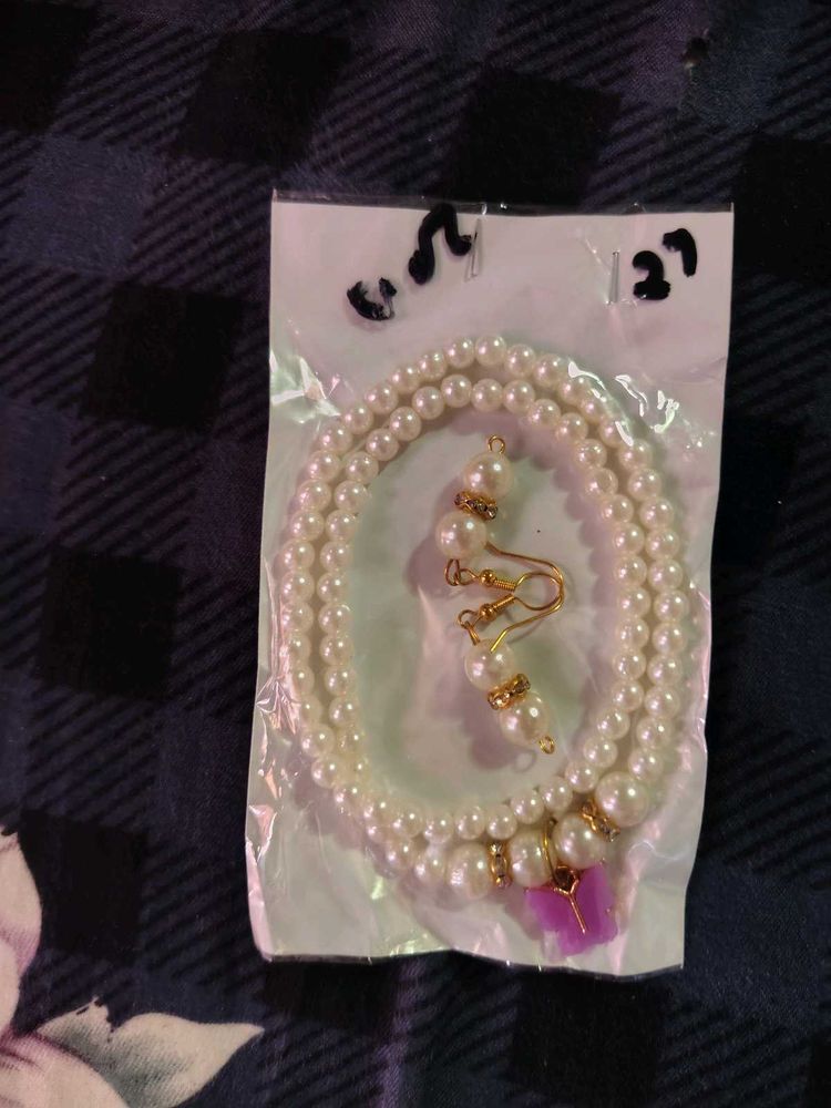 Pearl Necklace and Earring Set