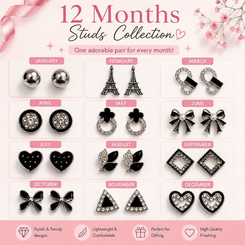 12 Months Studs Earring Collection ♥️😍