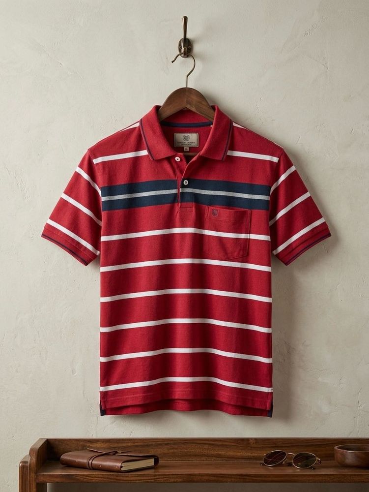 Men's Red Striped  T-Shirt