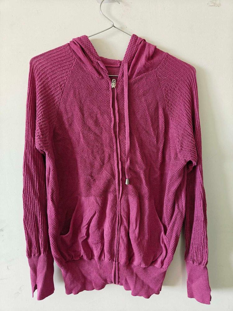 pink fleece hoodie with zip