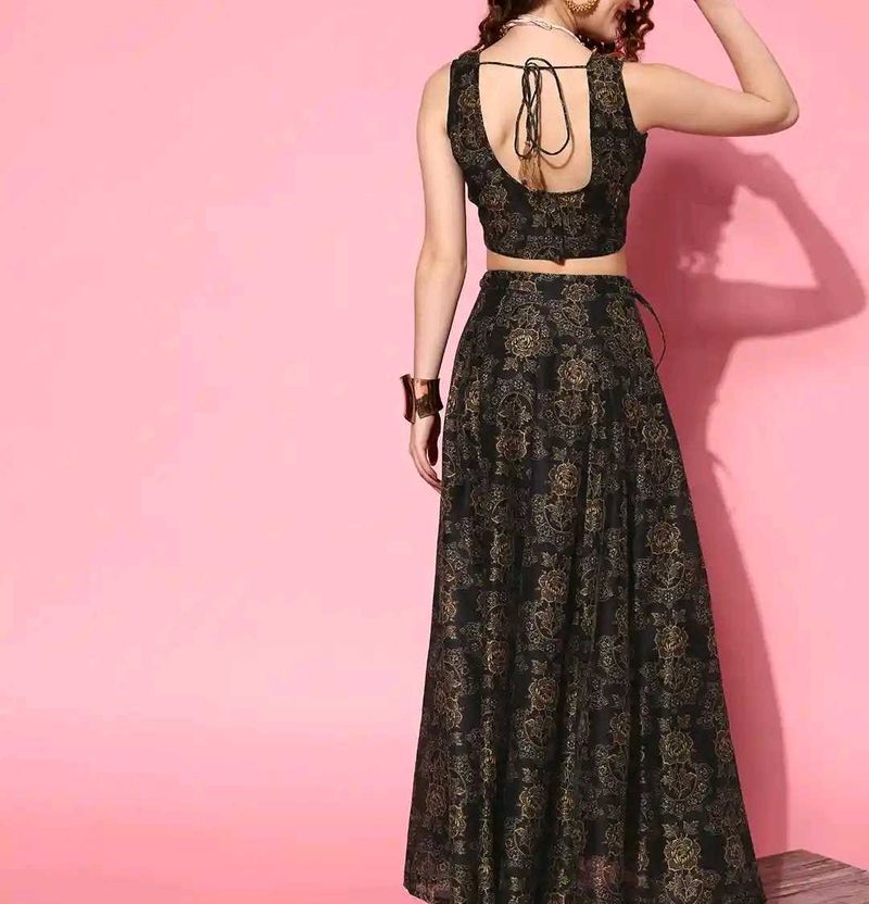 Black Printed Ready to Wear Lehnga Choli