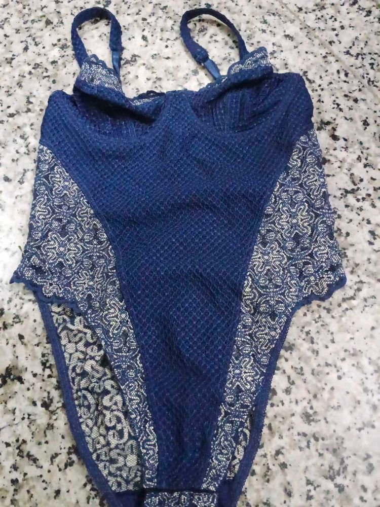 (979)Blue Lace Bodysuit