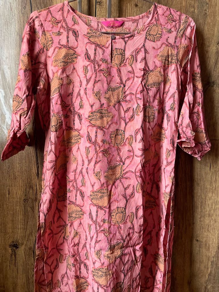 Pink Floral Print Kurta