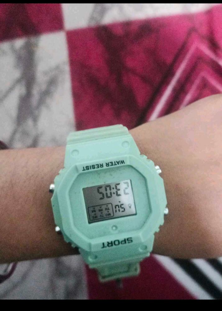 Mint Green Digital Sport Watch