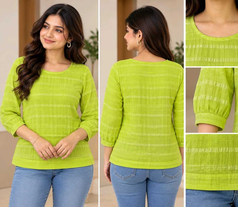 Lime Green Textured Top