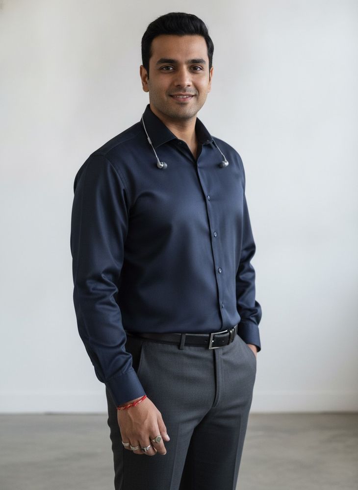Men's Dark Blue Button-Up Shirt