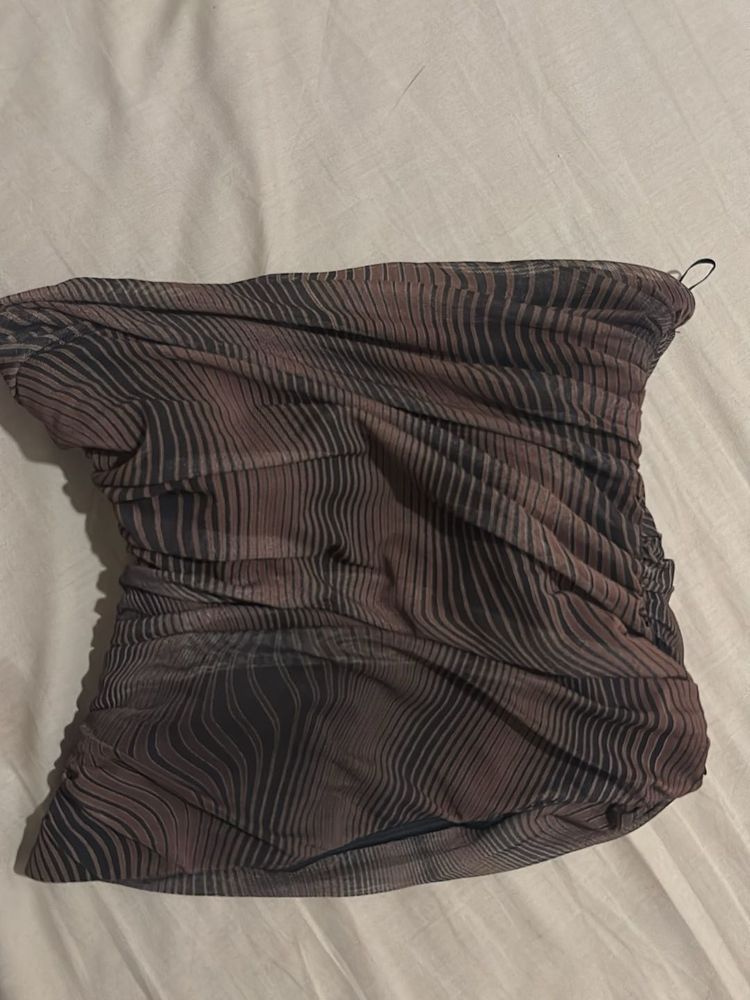 zara ruched corset style brown tube top