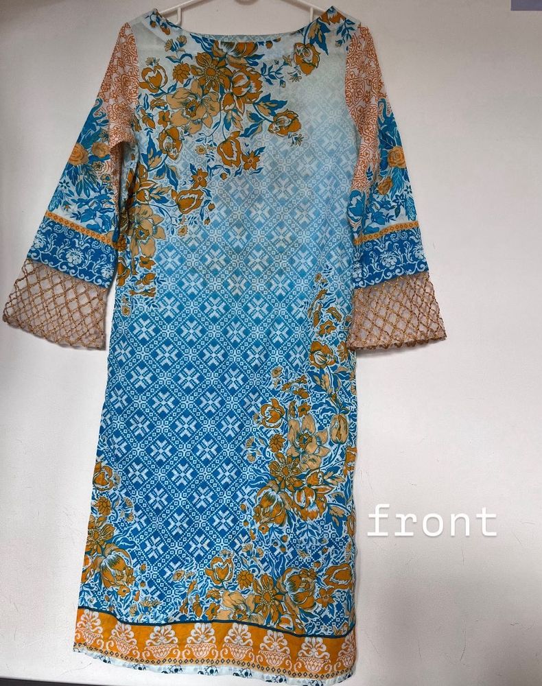 AJIO Boat Neck Printed Kurti Set