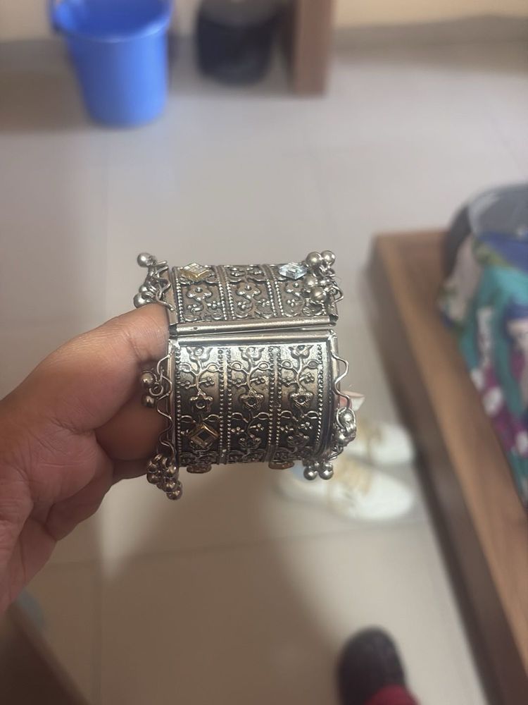 Antique Oxidized Silver Kada Bangle