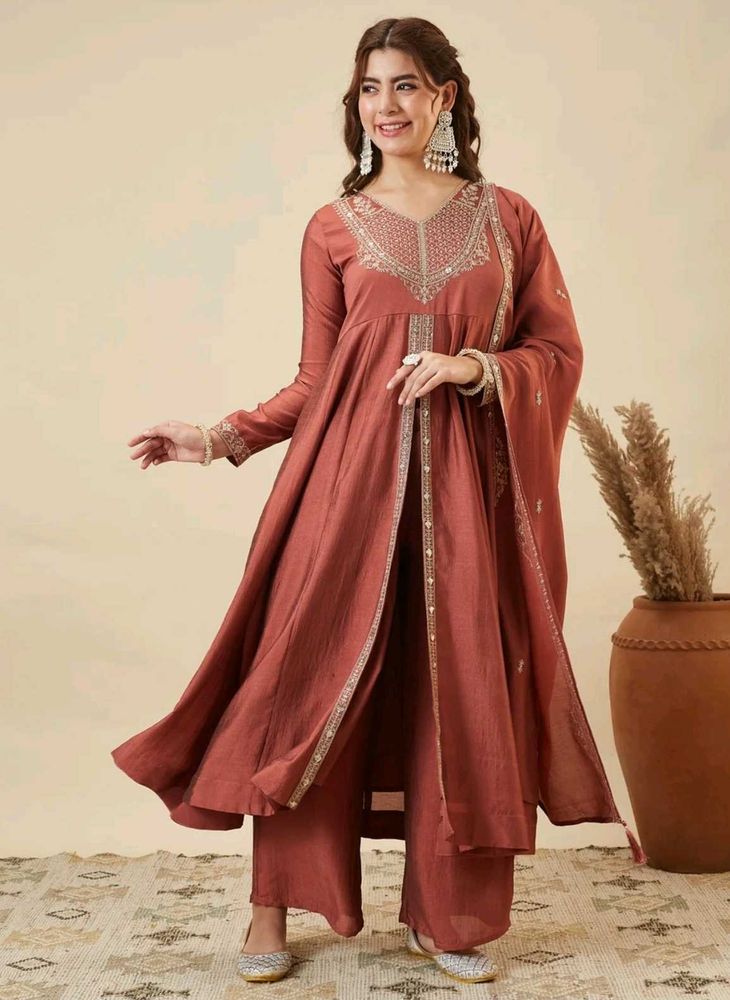 Colors of earth flared Anarkali Set
