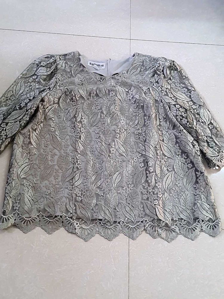 Elegant Lace Silver Greyish Tops
