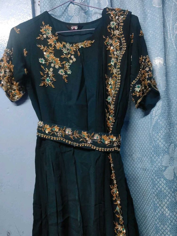 Embroidered Dark Green Lehenga Choli