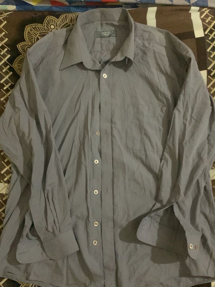 Classic Men's Grey Button-Up Shirt