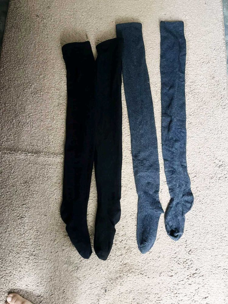 Lot of 2 Pairs Thigh High Socks