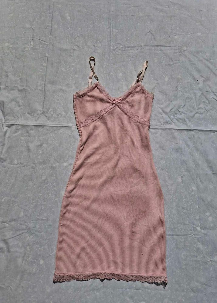 Pink H&amp;M Dress with Lace Trim