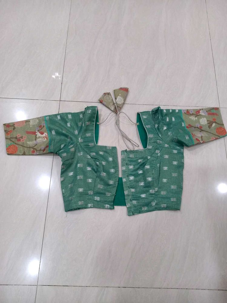 Elegant green kota blouse