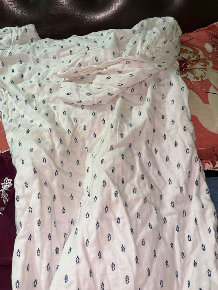 white kurta with elengant print