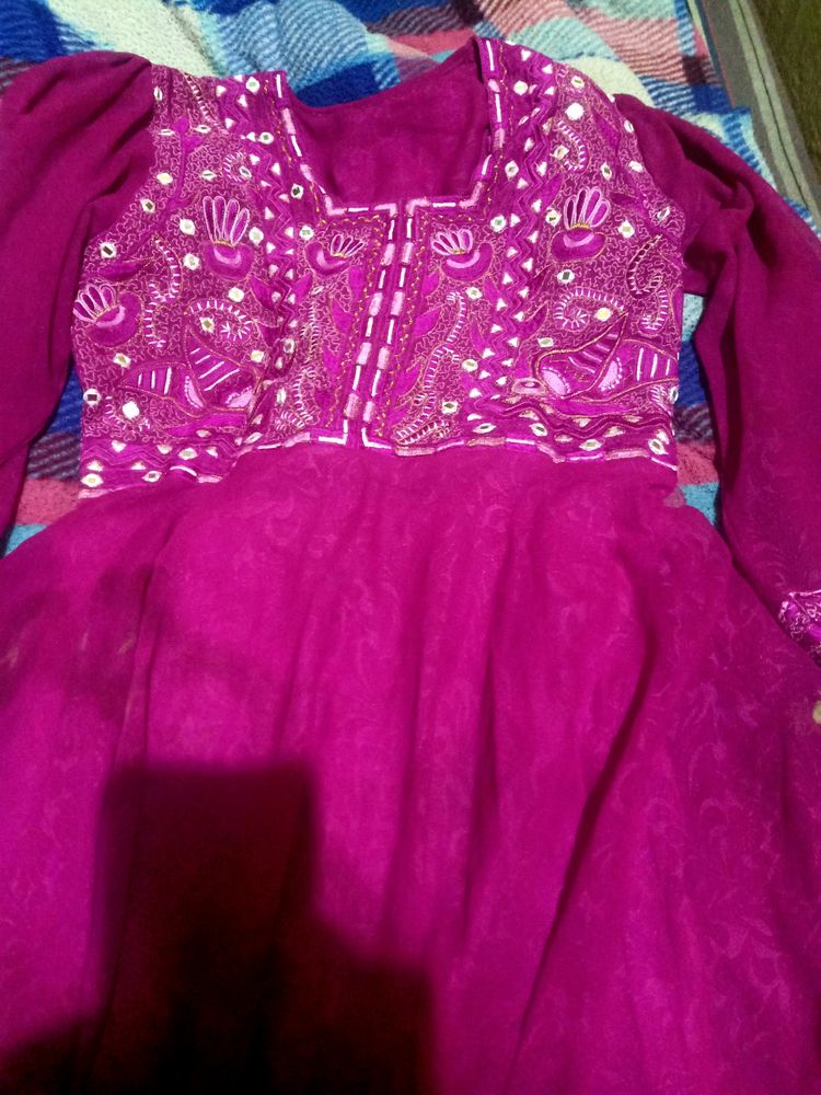 Dark Pink Colour Gown For Women