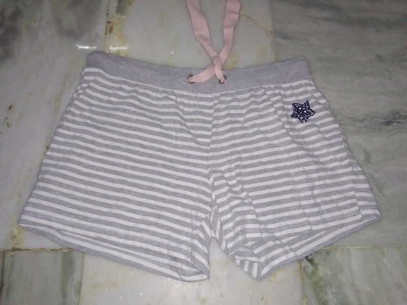 Gray Striped Dolphin Shorts