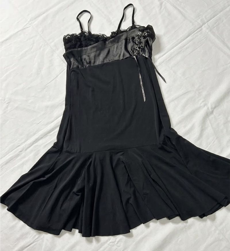 Black Lace Trim Corset Dress