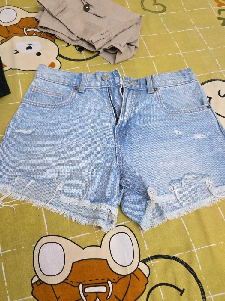 zara Distressed Denim Shorts