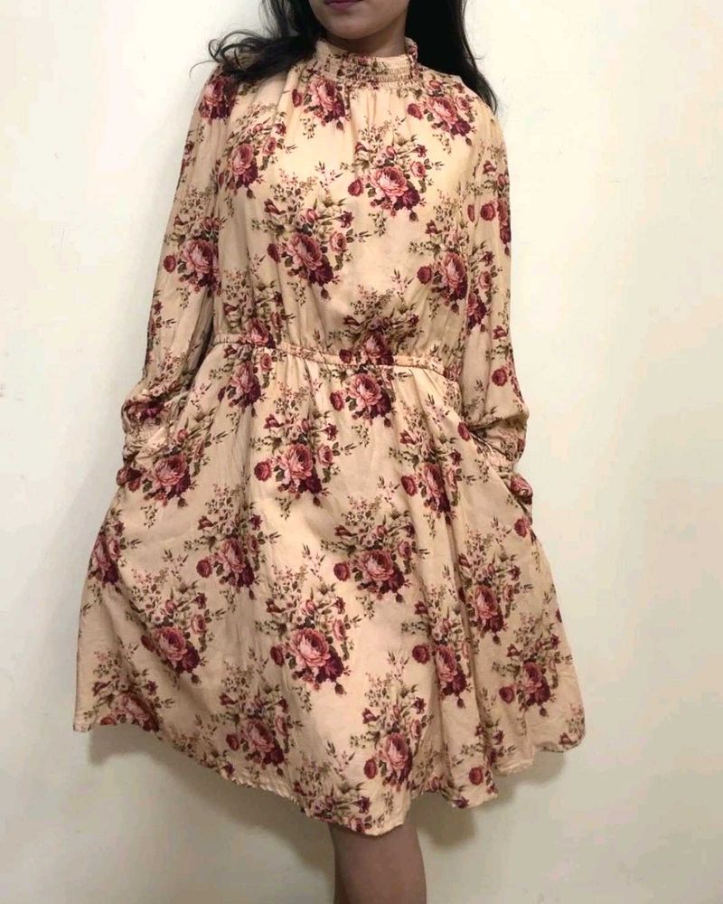 New Fresh Floral Print Mini Dress