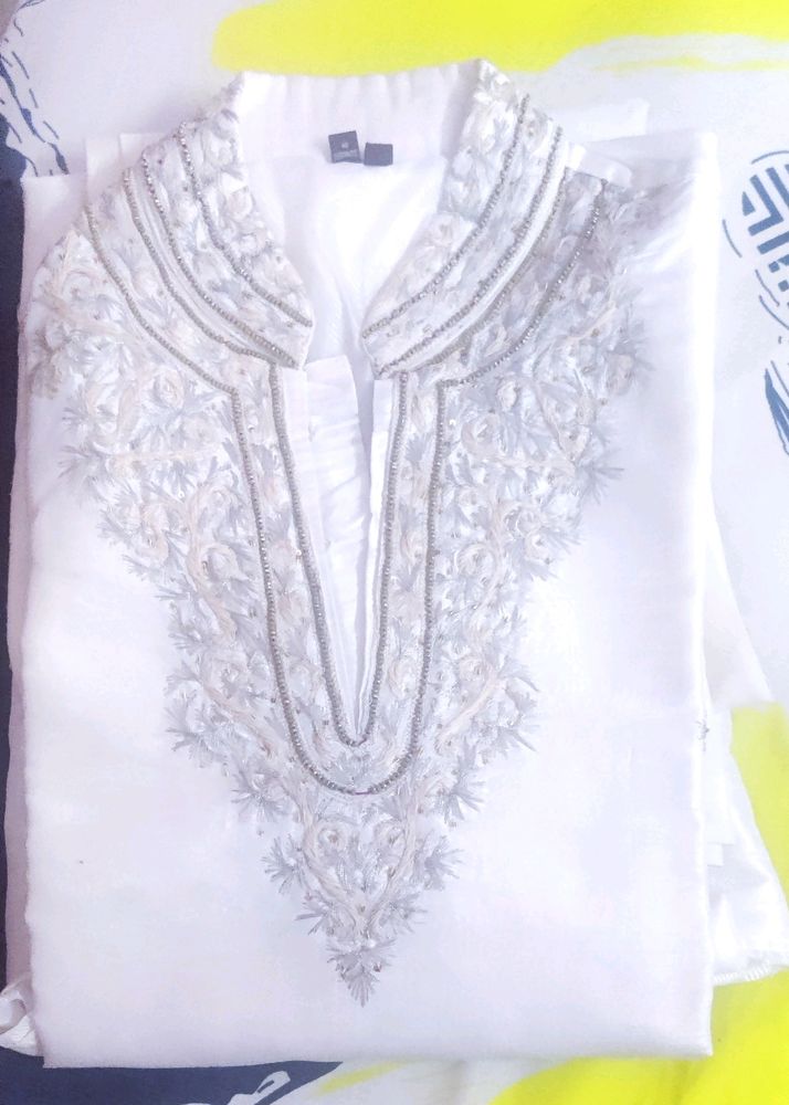 Elegant White Embroidered Kurta Set