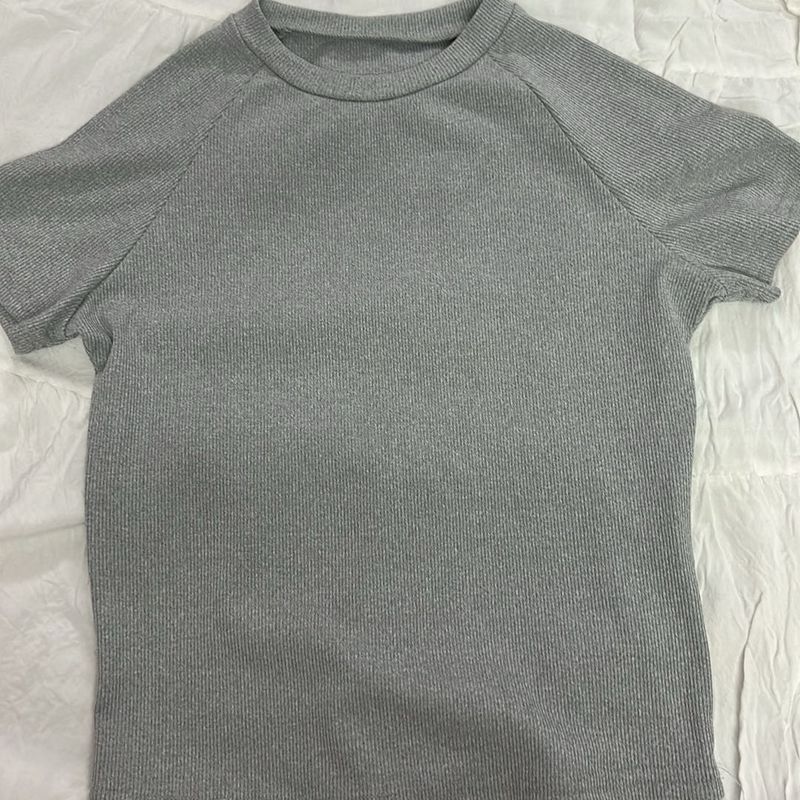 Grey Ribbed Top