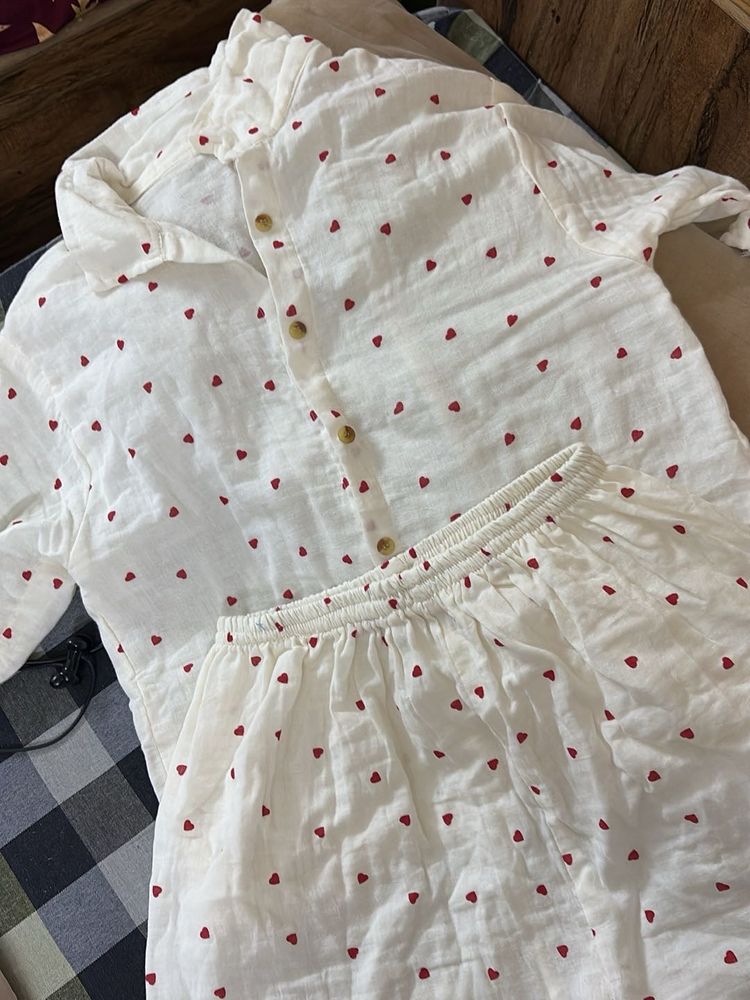 Cute Heart Print Pajama Set