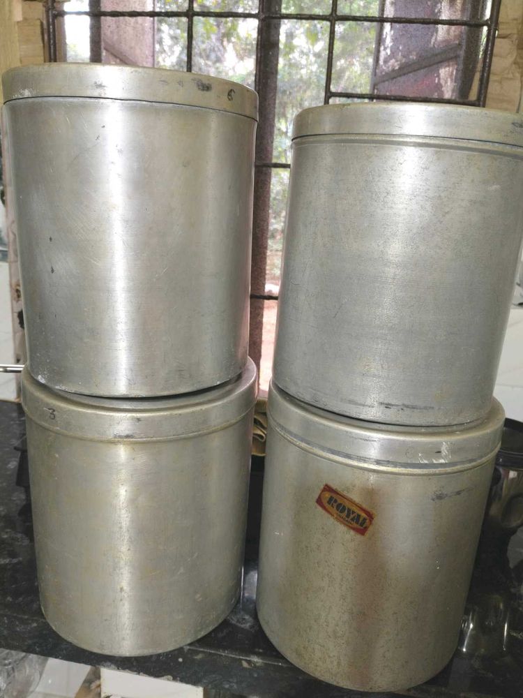 Set of 4 Vintage Metal Kitchen Canisters