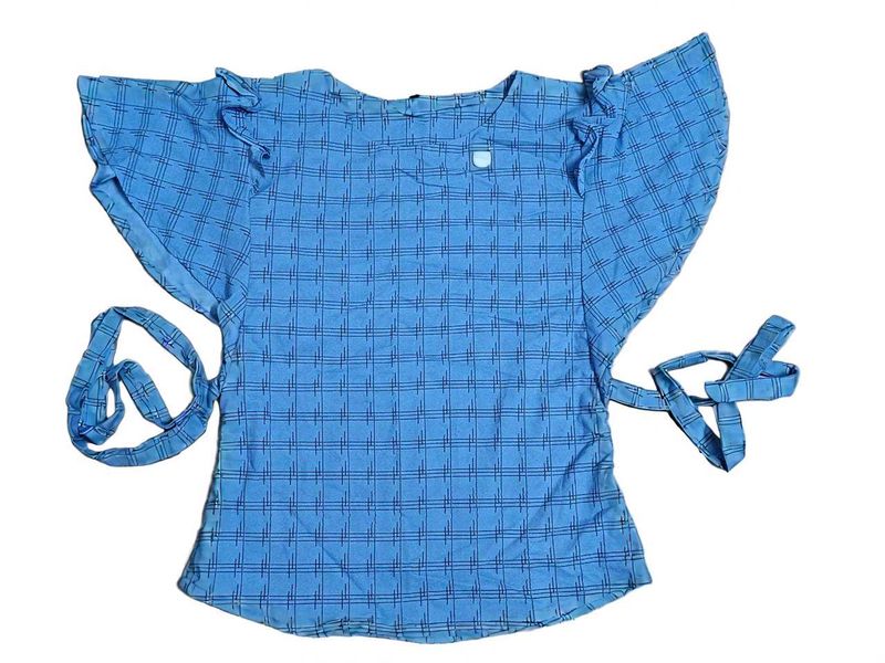 Cute Blue Checkered Top