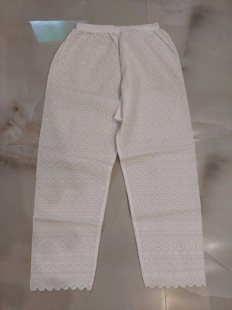 Embroidered White Palazzos