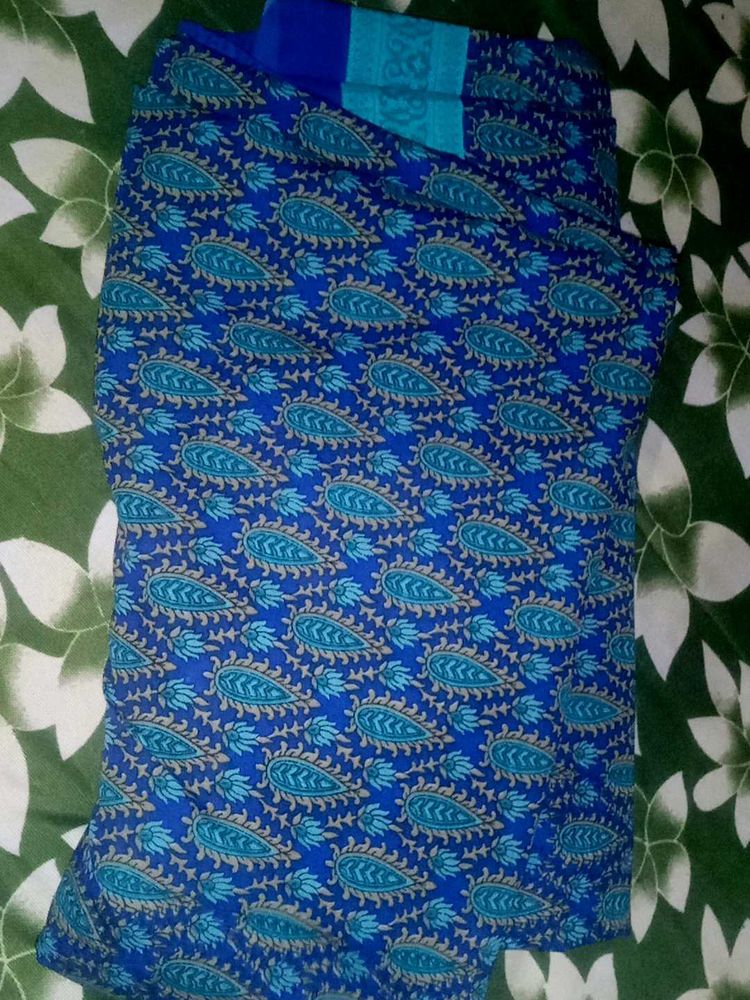 Vibrant Blue Paisley Print Saree