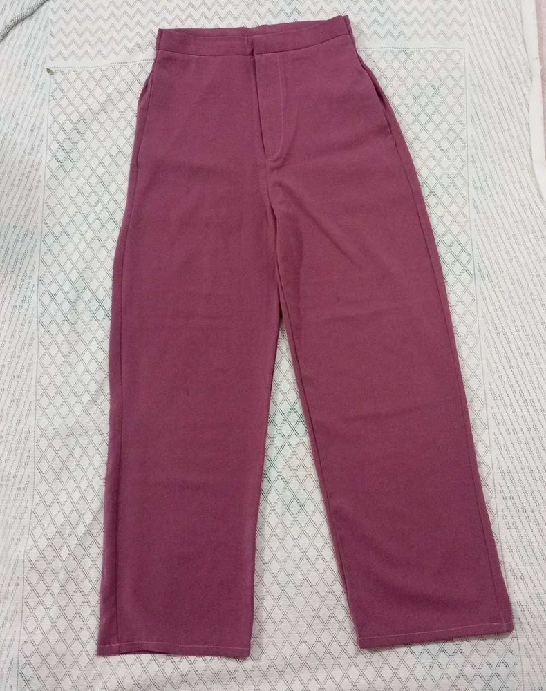 Stylish High-Waisted Mauve Pants