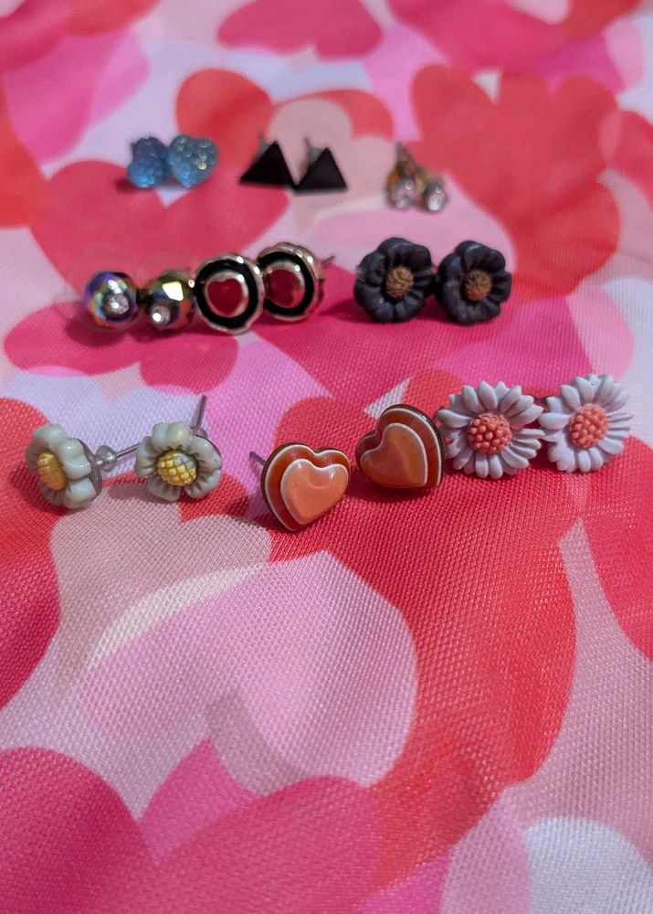 6 Pairs Set Cute Stud Earrings