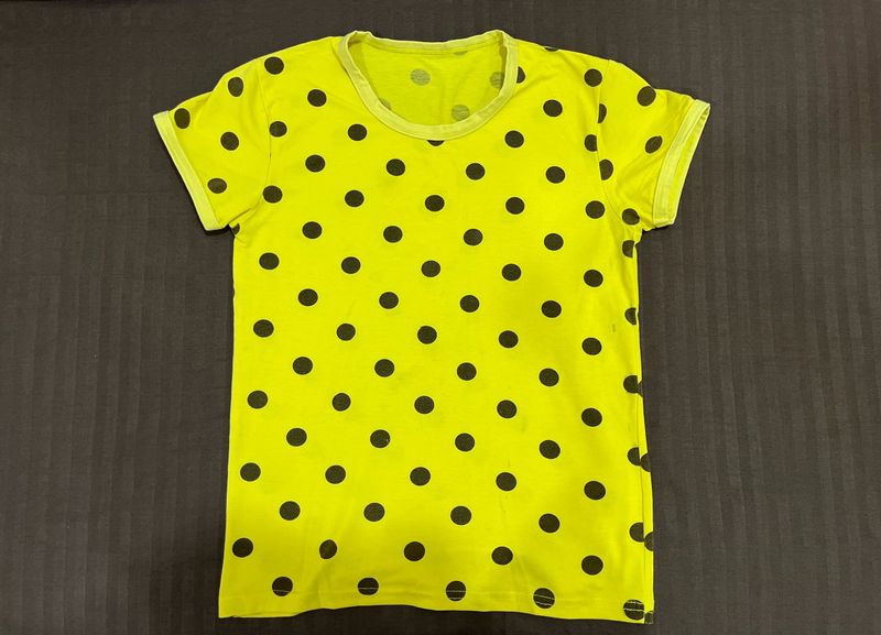 Bright Yellow Polka Dot T-Shirt