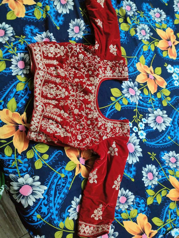 Embroidered Velvet Blouse