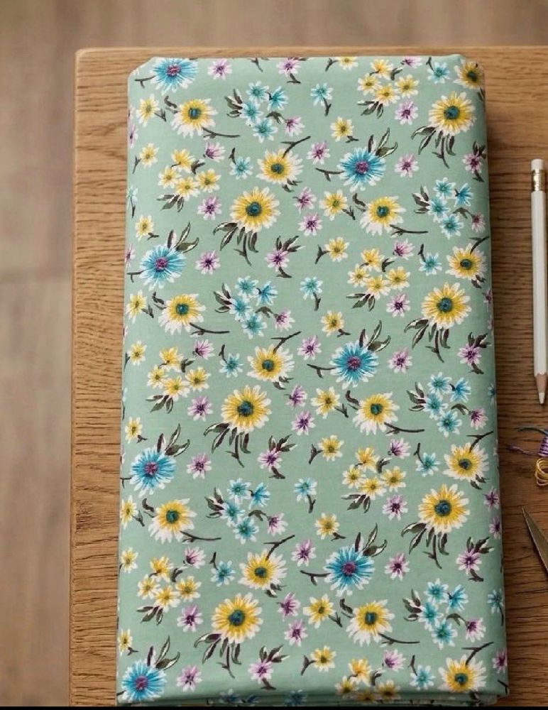 👉@sale Light Green Floral Print Fabric