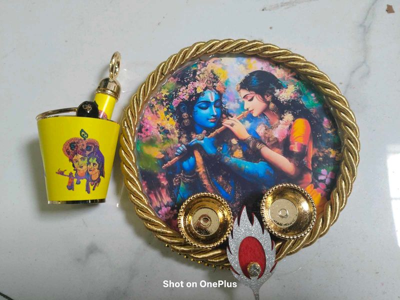 Krishna Decor Plate &amp; Bucket Holi