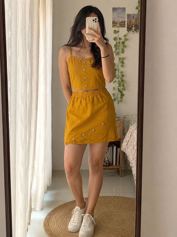 Cute Button-Up Tank Top &amp; Skirt Set