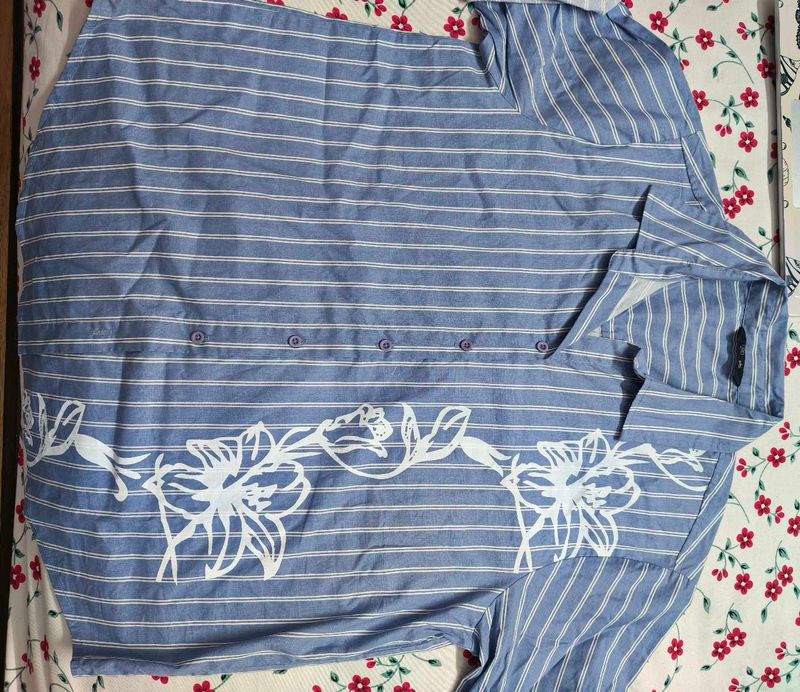 Women's Striped Floral Print Shirt