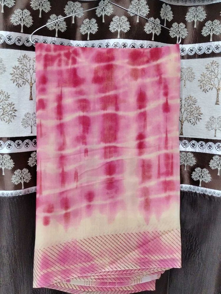 Chic Pink Tie-Dye Saree