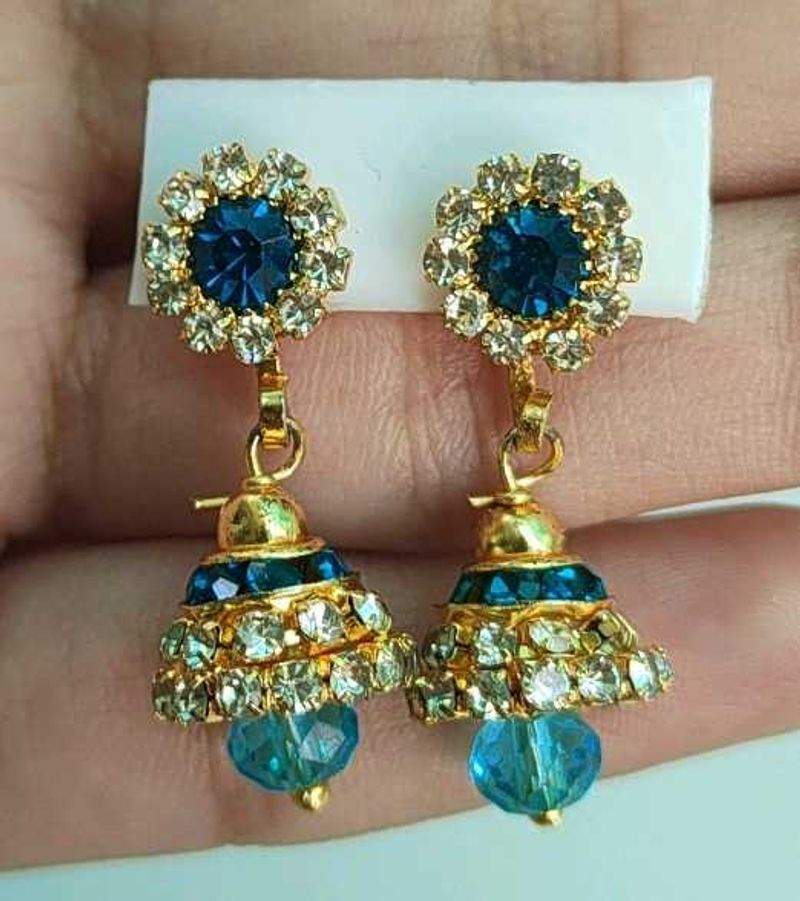 Stunning Blue &amp; Gold Dangle Earrings
