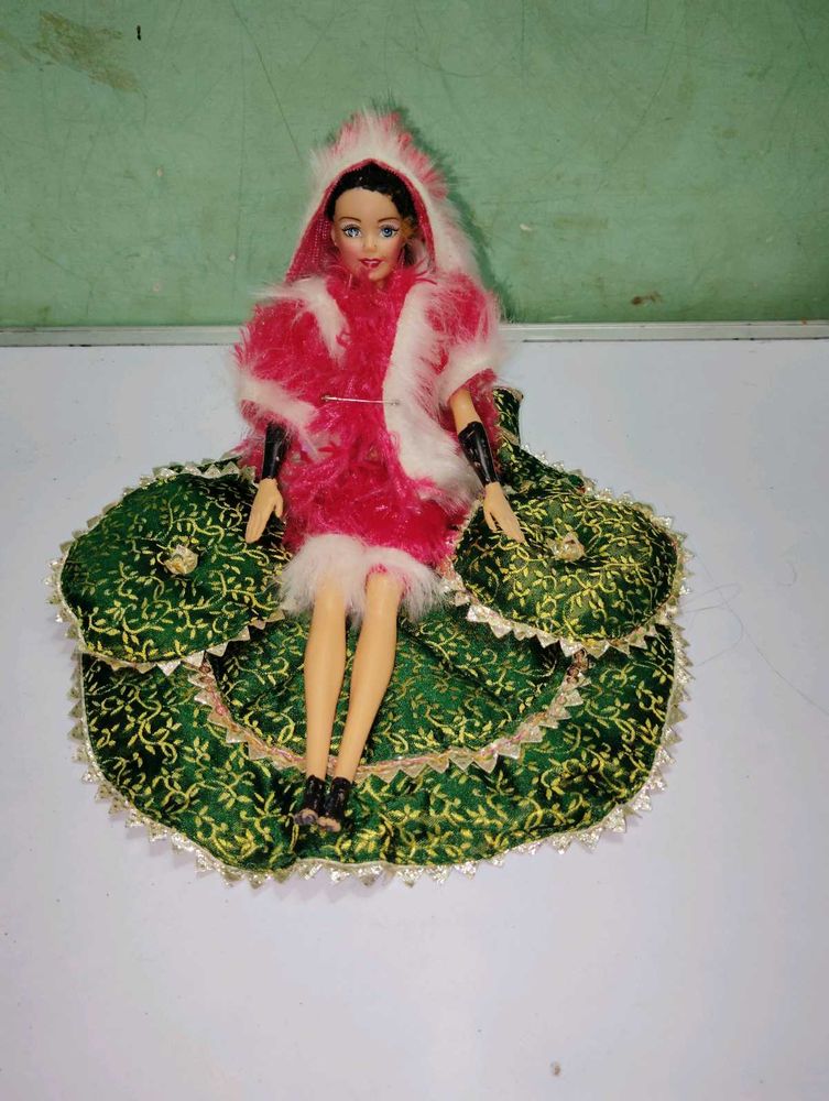 Vintage not Doll with Festive Attire bed