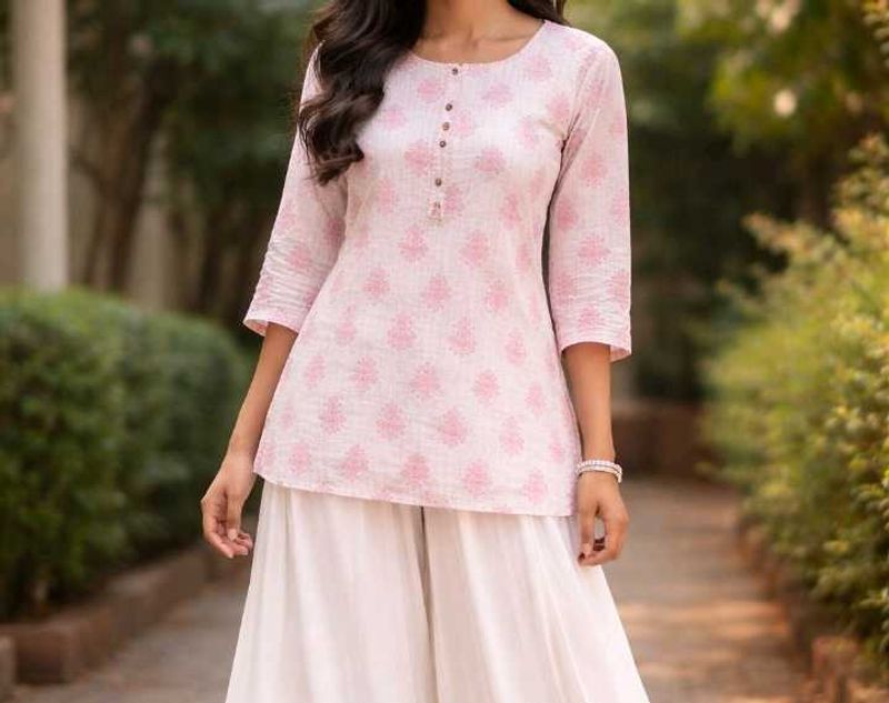 Chic Pink Floral Print Kurta